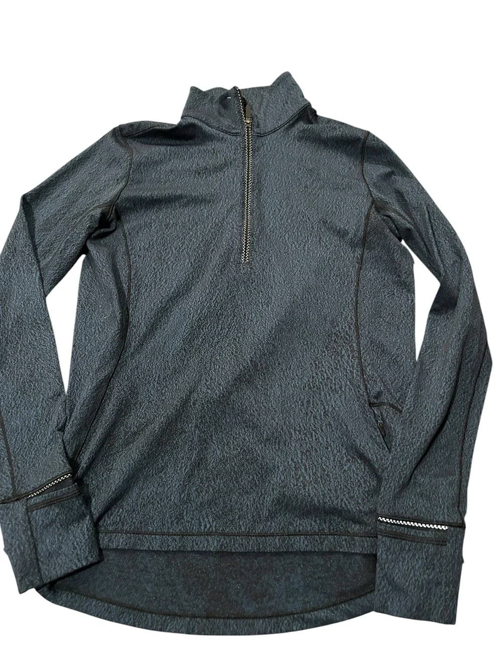 Lululemon Athletica Teal Quarter‑Zip Long Sleeve Pullover Thumbholes Womens Sz 8